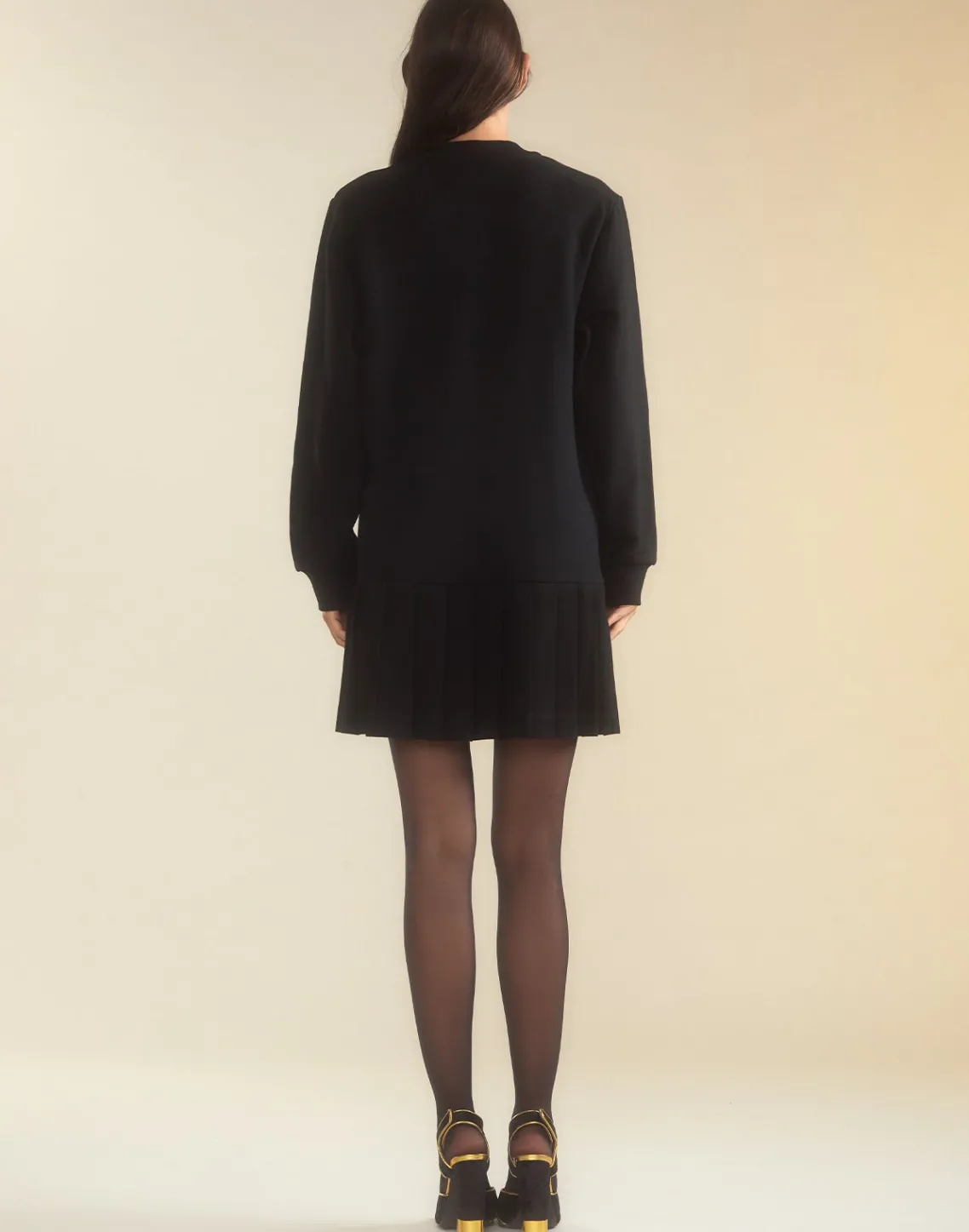 Cynthia Rowley Preston Kilt Sweatshirt Dress BLACK Clearance