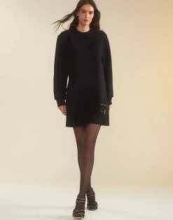 Cynthia Rowley Preston Kilt Sweatshirt Dress BLACK Clearance