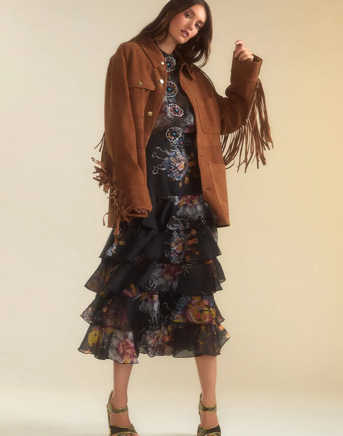 Cynthia Rowley Prim Silk Organza Blouse BLKFL Outlet