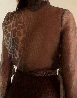 Cynthia Rowley Prim Silk Organza Blouse LEOPD Clearance