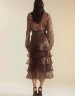 Cynthia Rowley Prim Silk Organza Blouse LEOPD Clearance