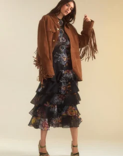 Cynthia Rowley Prim Silk Organza Skirt BLKFL Sale