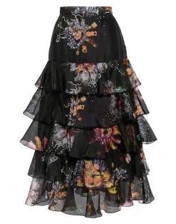 Cynthia Rowley Prim Silk Organza Skirt BLKFL Sale