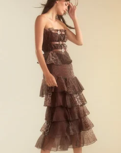 Cynthia Rowley Prim Silk Organza Skirt LEOPD Fashion