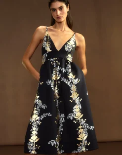 Cynthia Rowley Pure Gold Bonded Dress BLKGD Outlet