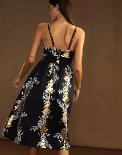 Cynthia Rowley Pure Gold Bonded Dress BLKGD Outlet