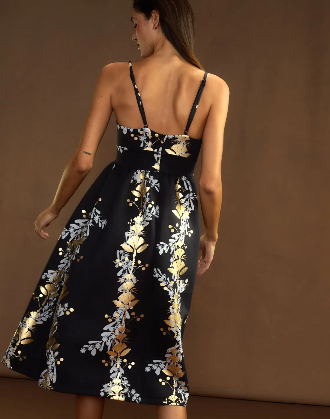 Cynthia Rowley Pure Gold Bonded Dress BLKGD Outlet