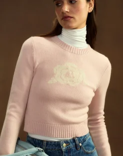 Cynthia Rowley Rosette Wool Cashmere Sweater PINK Sale