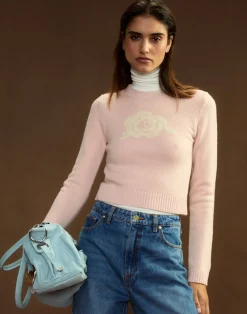 Cynthia Rowley Rosette Wool Cashmere Sweater PINK Sale