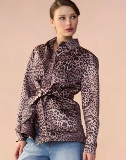Cynthia Rowley Satin Safari Jacket LEOPD Discount