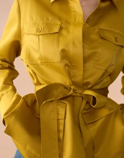 Cynthia Rowley Satin Safari Jacket GLDYLW New