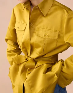 Cynthia Rowley Satin Safari Jacket GLDYLW New