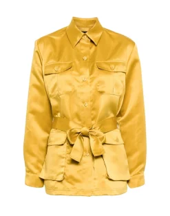 Cynthia Rowley Satin Safari Jacket GLDYLW New