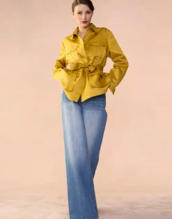 Cynthia Rowley Satin Safari Jacket GLDYLW New