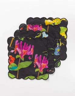 Cynthia Rowley Scallop Embroidered Edge Cocktail Napkin BLKFL Best