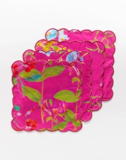 Cynthia Rowley Scallop Embroidered Edge Cocktail Napkin PNKFL New