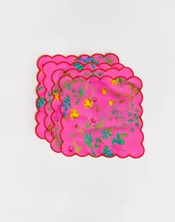 Cynthia Rowley Scallop Embroidered Edge Cocktail Napkin PNKMT Outlet