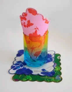 Cynthia Rowley Scallop Embroidered Edge Cocktail Napkin PNKRD Outlet