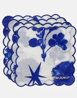 Cynthia Rowley Scallop Embroidered Edge Cocktail Napkin WTBLU Clearance