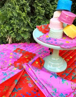 Cynthia Rowley Scallop Embroidered Edge Dinner Napkin PNKMT Sale