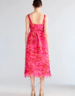 Cynthia Rowley Scalloped Petal Midi Dress PNKMT Hot