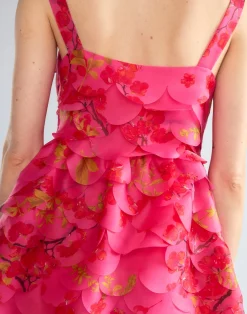 Cynthia Rowley Scalloped Petal Midi Dress PNKMT Hot