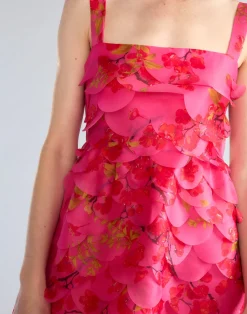 Cynthia Rowley Scalloped Petal Midi Dress PNKMT Hot