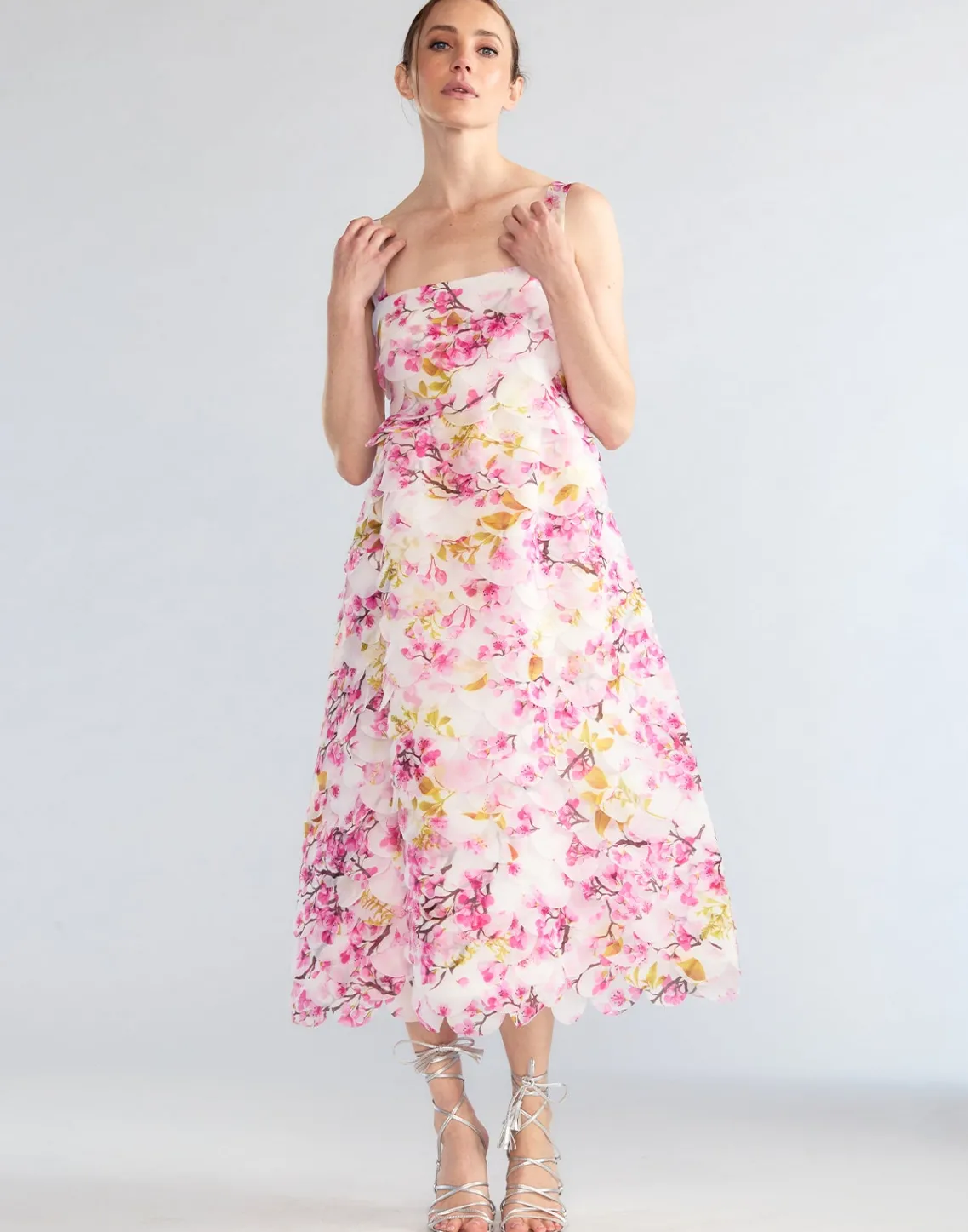 Cynthia Rowley Scalloped Petal Midi Dress WHTMT Best