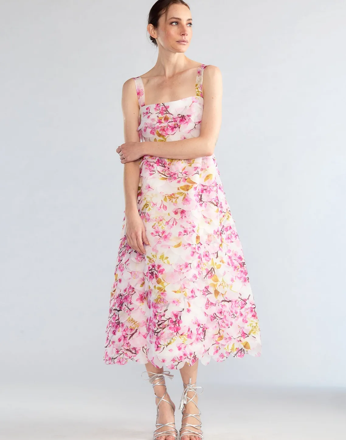 Cynthia Rowley Scalloped Petal Midi Dress WHTMT Best