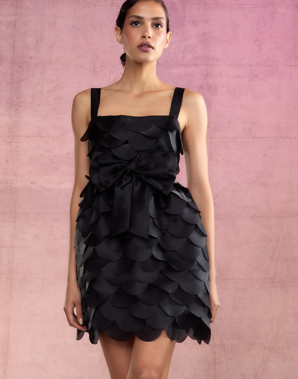 Cynthia Rowley Scalloped Petal Mini Dress BLACK Discount