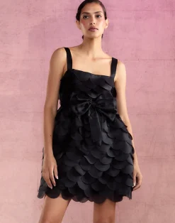 Cynthia Rowley Scalloped Petal Mini Dress BLACK Discount