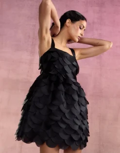 Cynthia Rowley Scalloped Petal Mini Dress BLACK Discount