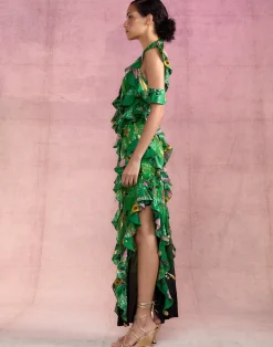 Cynthia Rowley Secret Garden Silk Dress GRNFL Discount