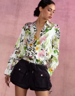 Cynthia Rowley Secret Garden Silk Shirt WHTMT Online