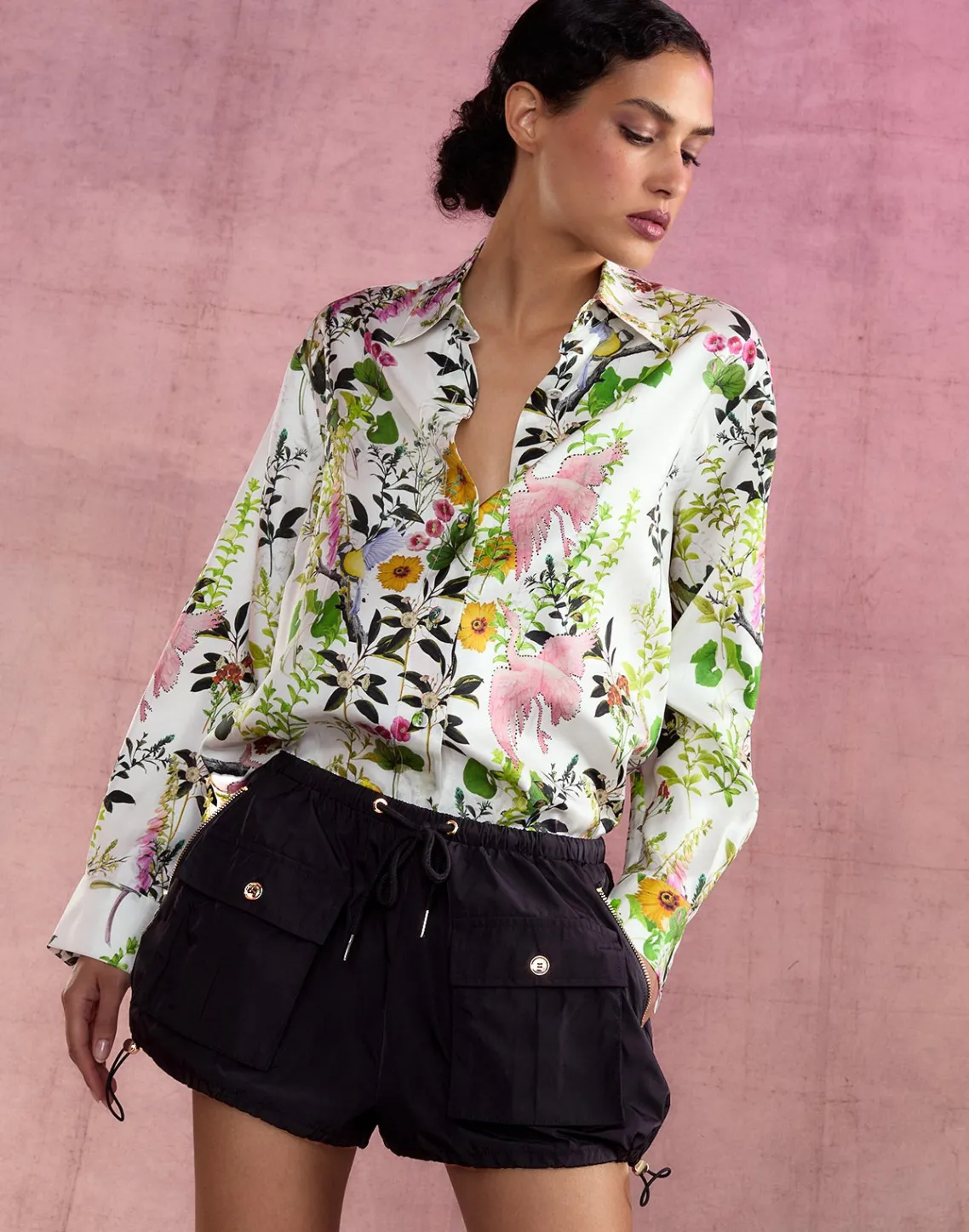 Cynthia Rowley Secret Garden Silk Shirt WHTMT Online
