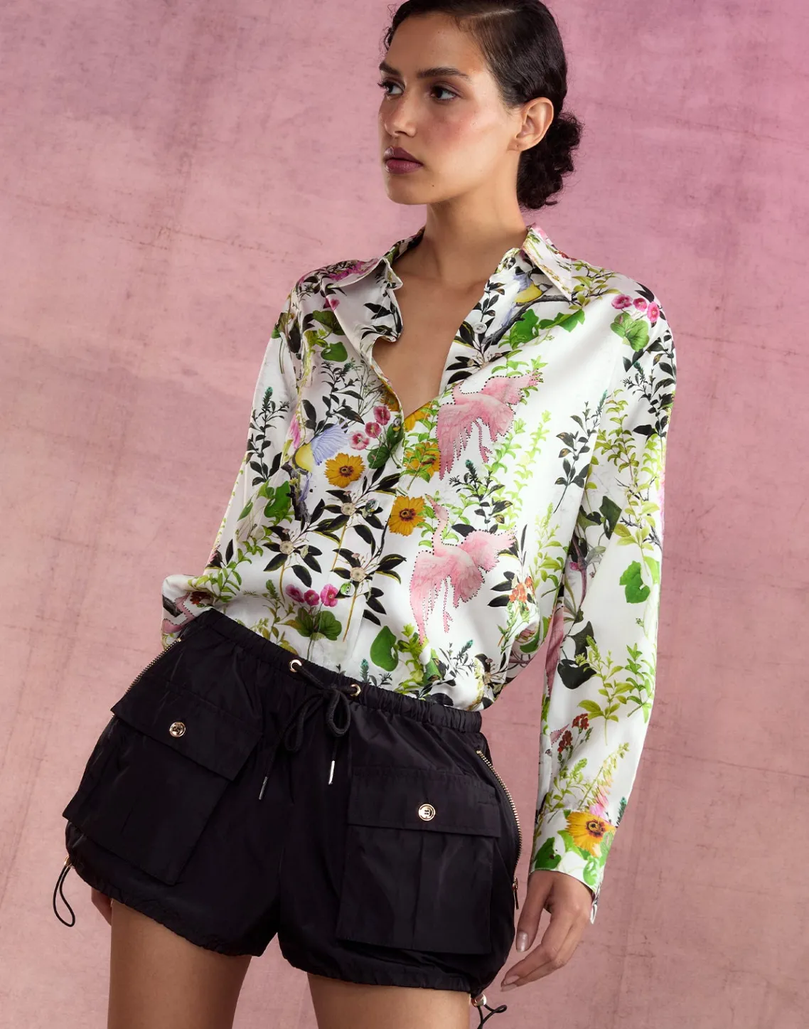 Cynthia Rowley Secret Garden Silk Shirt WHTMT Online