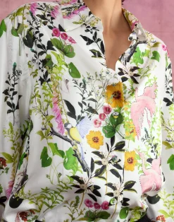 Cynthia Rowley Secret Garden Silk Shirt WHTMT Online