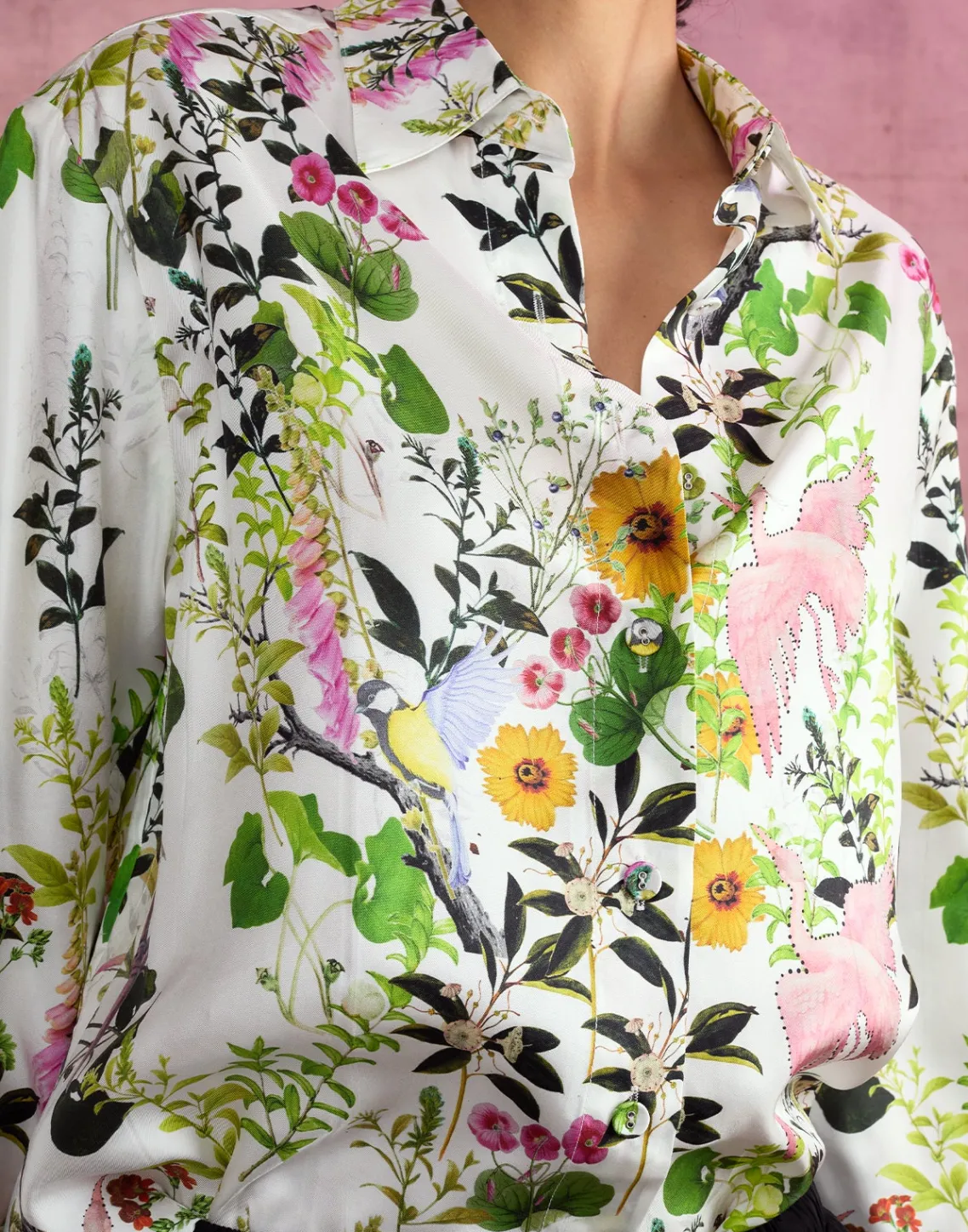Cynthia Rowley Secret Garden Silk Shirt WHTMT Online