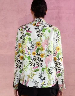 Cynthia Rowley Secret Garden Silk Shirt WHTMT Online