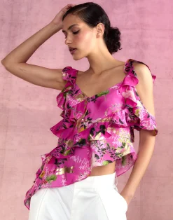 Cynthia Rowley Secret Garden Silk Top PNKFL Clearance