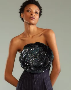 Cynthia Rowley Sequin Flower Bandeau DRKMT Outlet