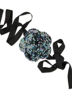 Cynthia Rowley Sequin Flower Tie DRKMT Sale