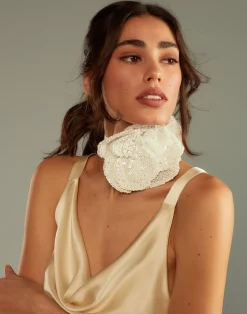 Cynthia Rowley Sequin Flower Tie White Sale