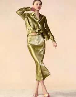 Cynthia Rowley Shimmering Siren Skirt GREEN Discount