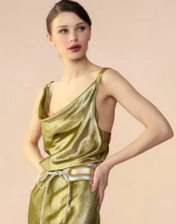 Cynthia Rowley Shimmering Siren Top GREEN Discount