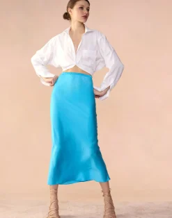 Cynthia Rowley Sienna Silk Skirt BLUE Online