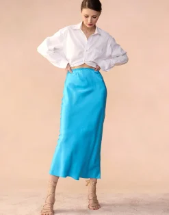 Cynthia Rowley Sienna Silk Skirt BLUE Online