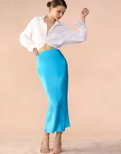 Cynthia Rowley Sienna Silk Skirt BLUE Online