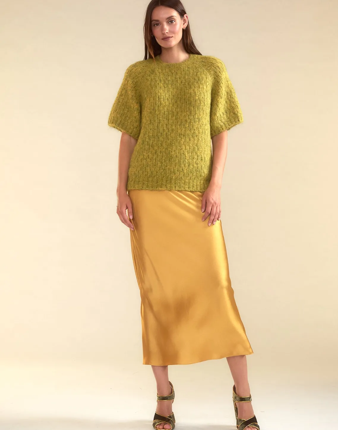 Cynthia Rowley Sienna Silk Skirt GLDYLW Outlet