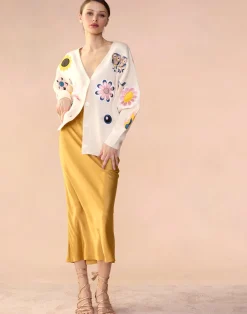 Cynthia Rowley Sienna Silk Skirt GLDYLW Outlet